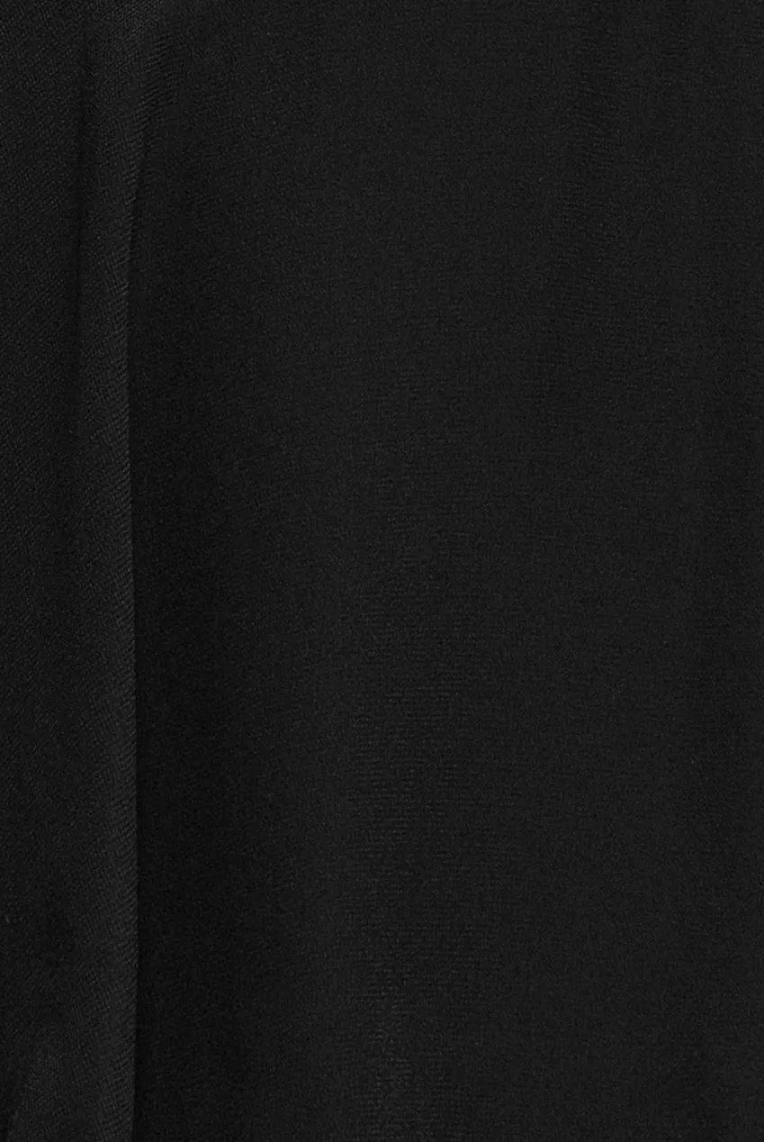 Goddiva Chiffon Wrap Maxi abito nero scollo V maniche lunghe