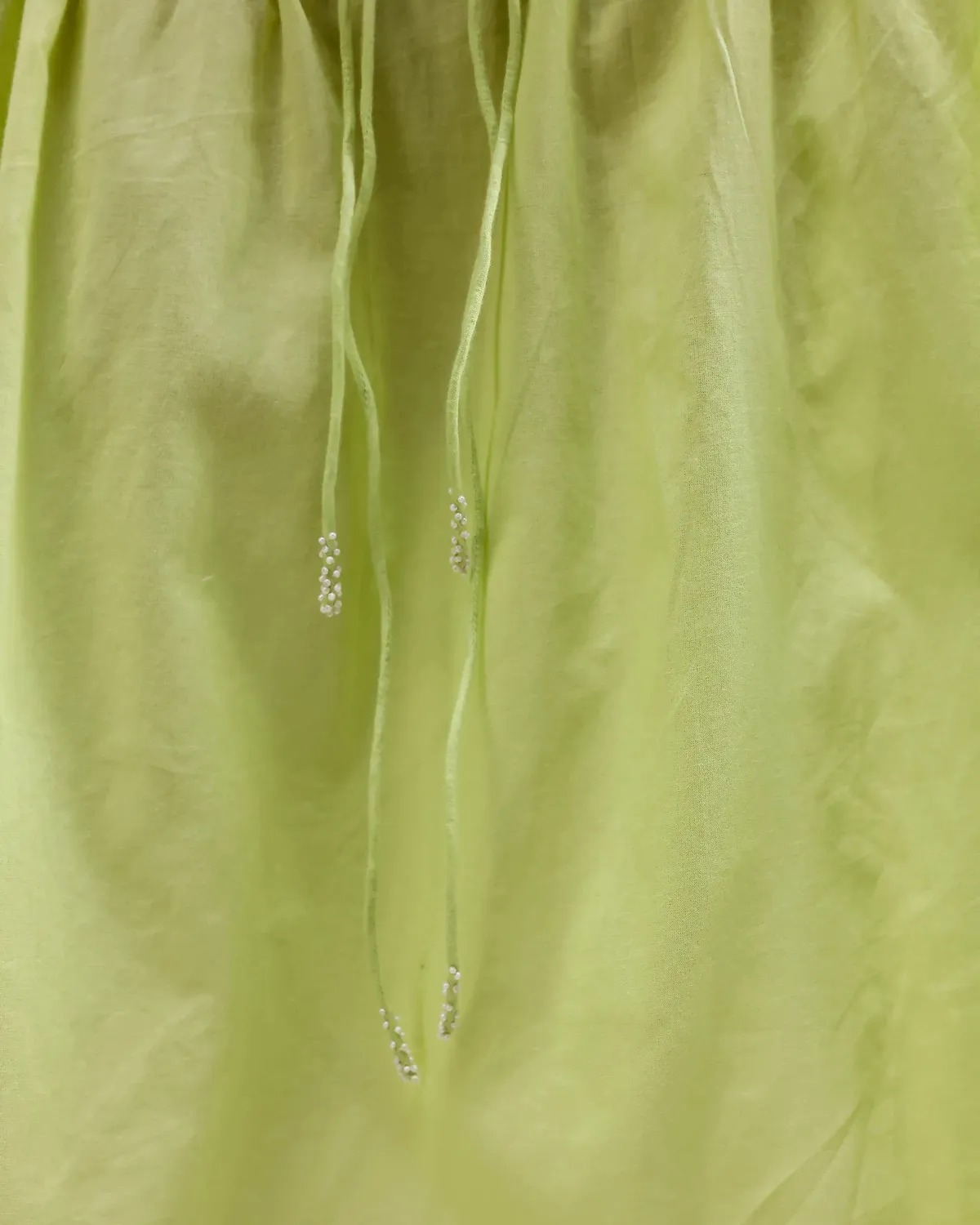 Our Dve Saanjh Ivy Top verde flora collo volant cotone