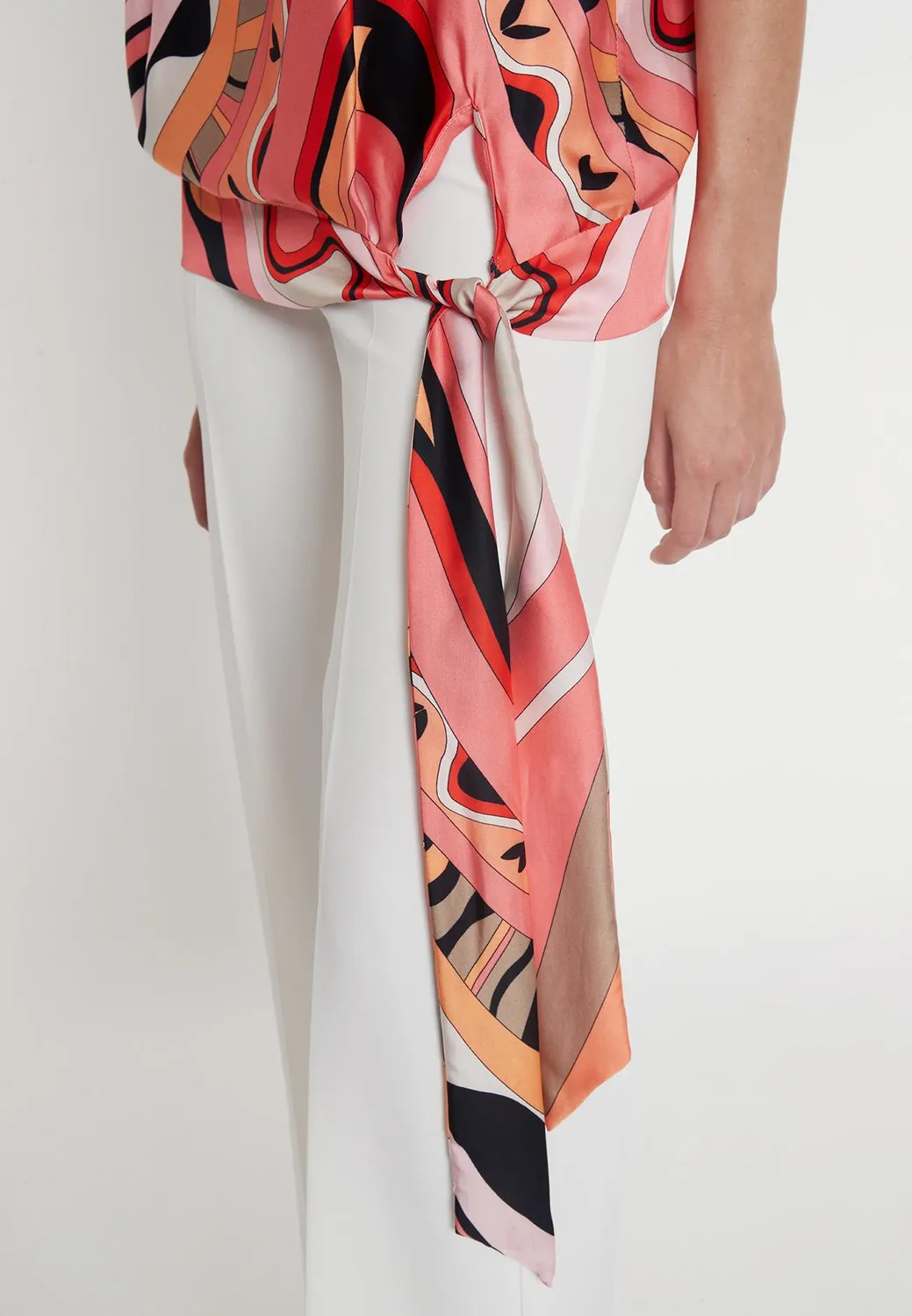 Ana Alcazar Paory Neckholder top satin rosa fiocco