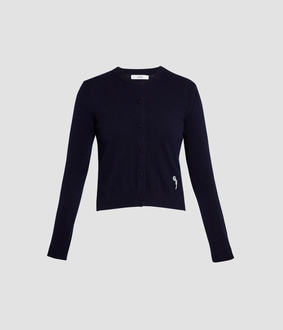 Erdem Cashmere Crew Neck Cardigan cardigan cashmere navy