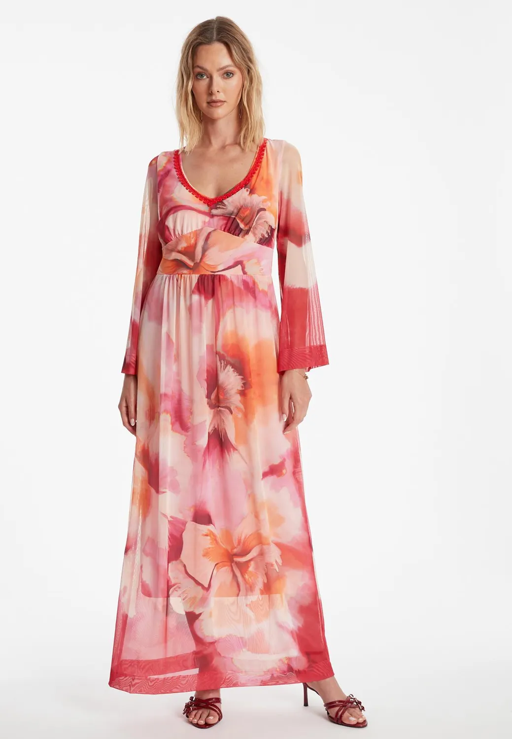 Ana Alcazar Ziasa abito maxi in mesh floreale
