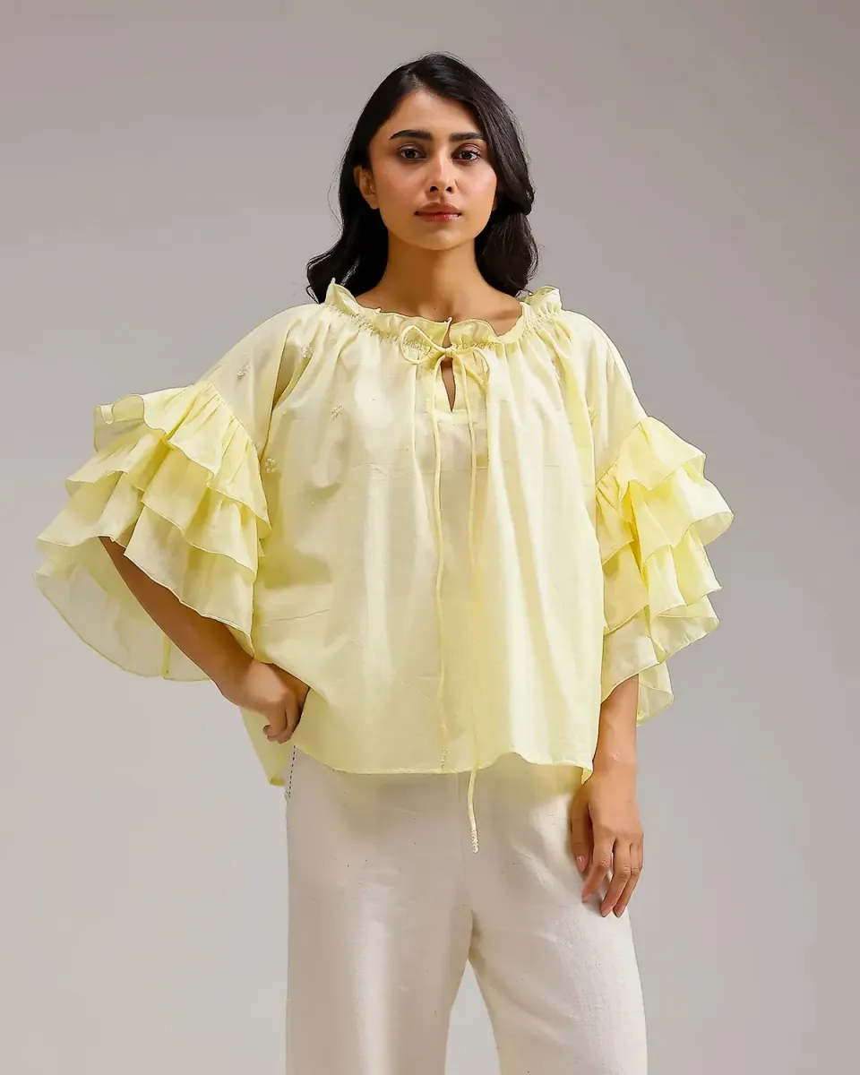 Our Dve Whisper top giallo limone taglia unica