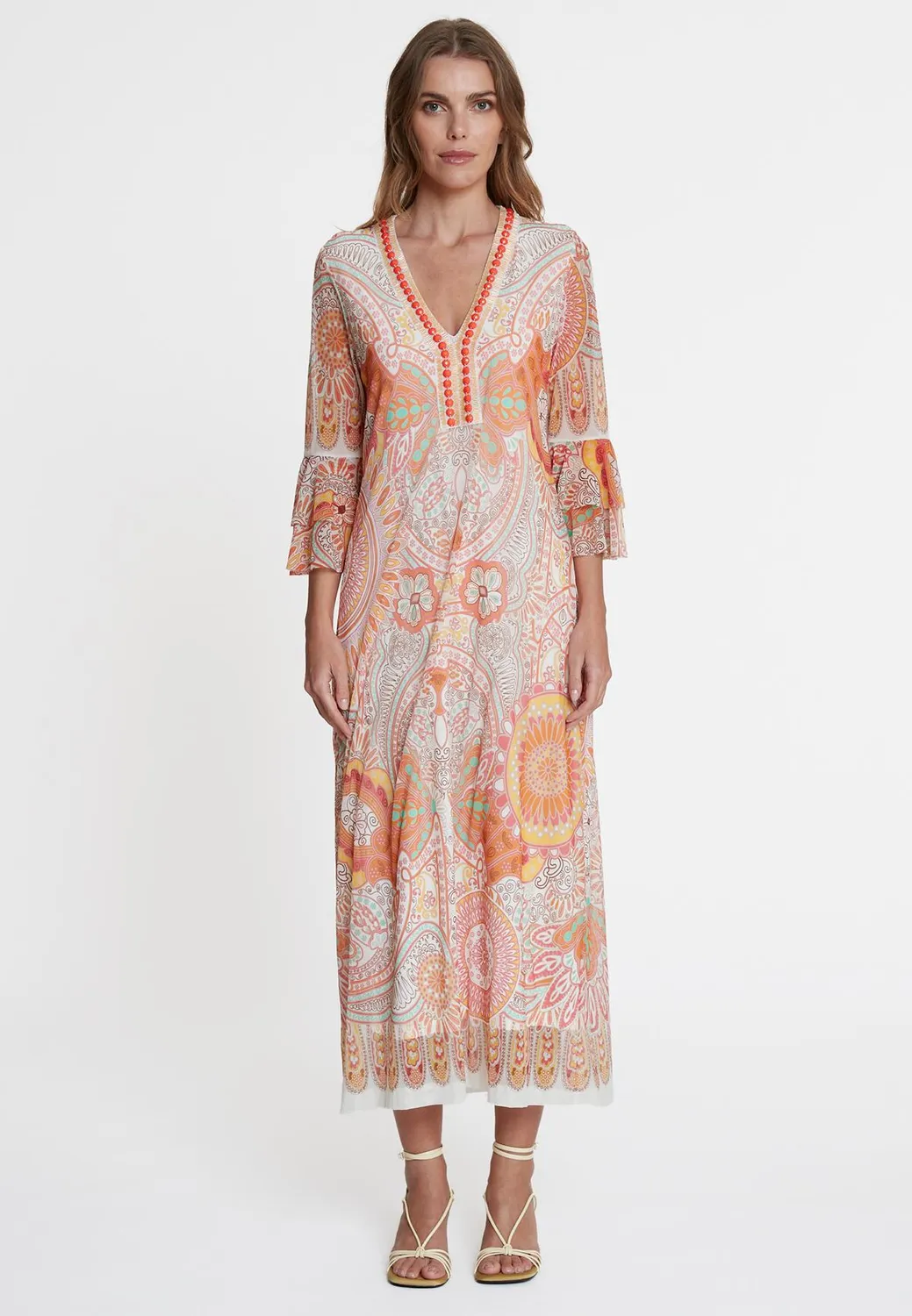 Ana Alcazar Welona abito caftano maxi paisley