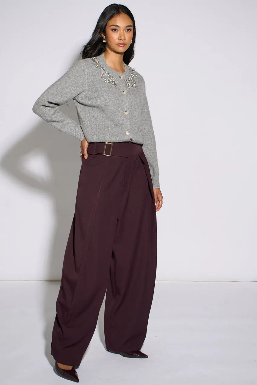 Gini London Barrel Pantaloni viola pieghe fibbia