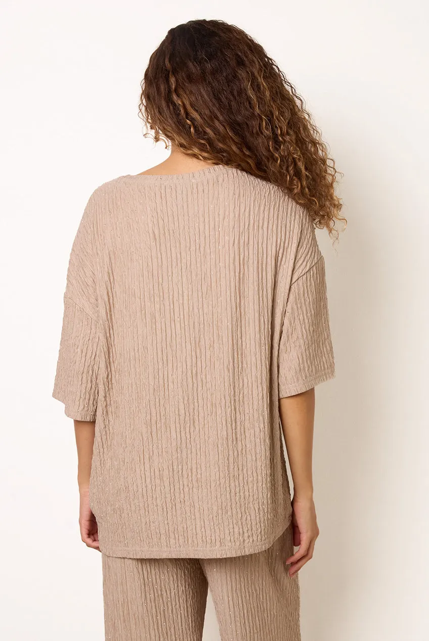 Blue Vanilla Diamante Textured top pietra manica lunga S/M