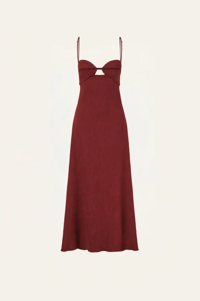 Johanna Ortiz Dream Spinner abito midi vino viscosa