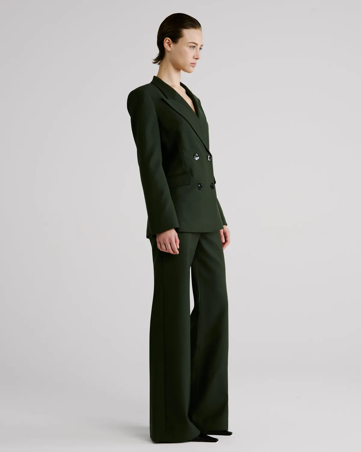 Violante Nessi Sir blazer verde lana crepe doppiopetto