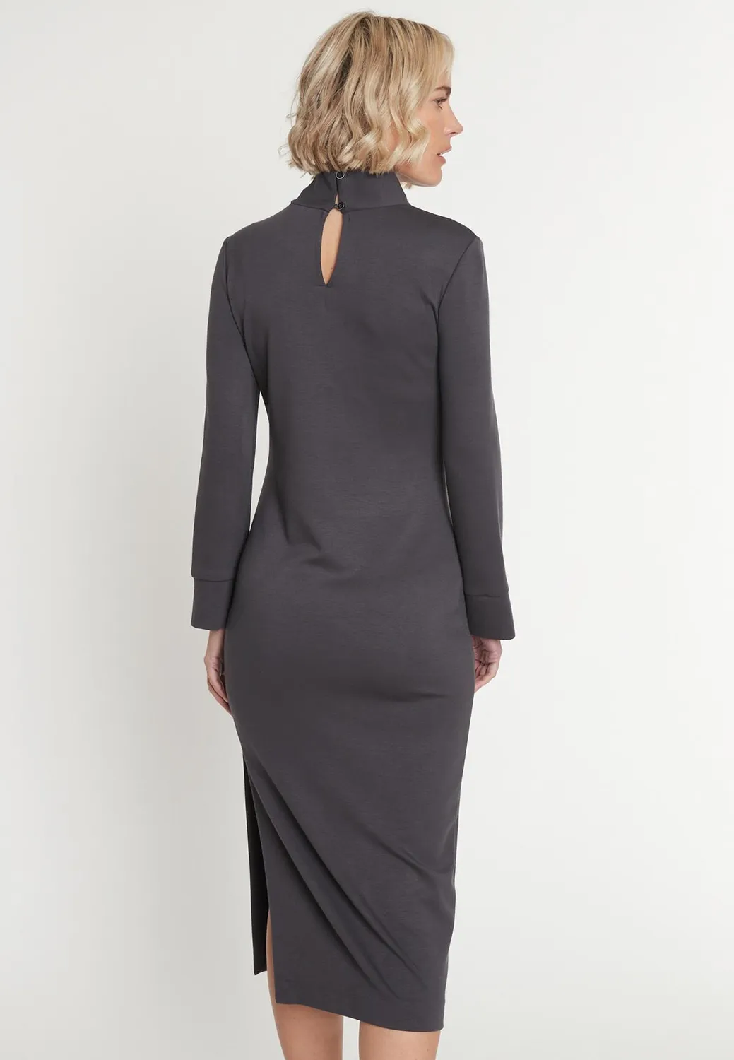 Ana Alcazar Melosa tubino grigio cut-out scollo alto