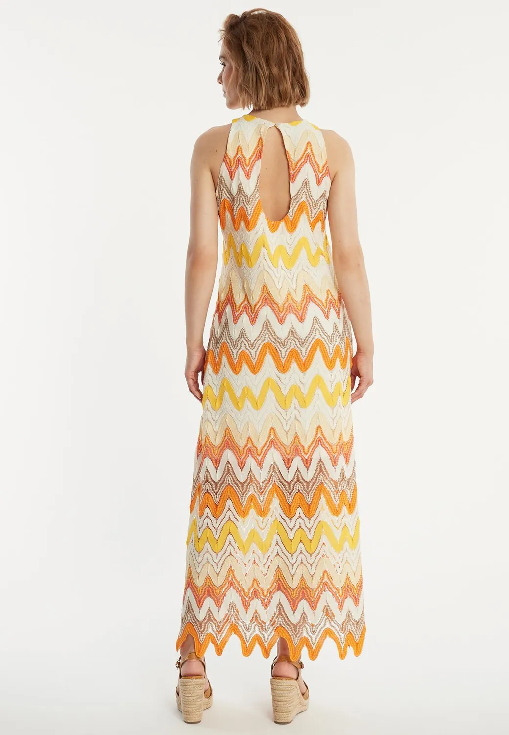 Ana Alcazar Zitara abito maxi giallo zigzag
