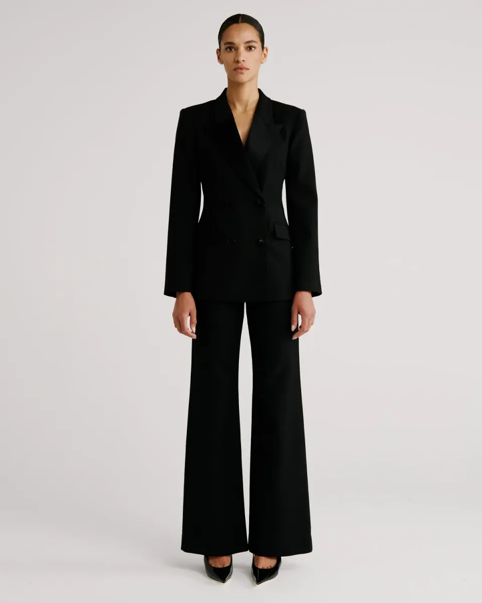 Violante Nessi Sir blazer nero lana revers satin