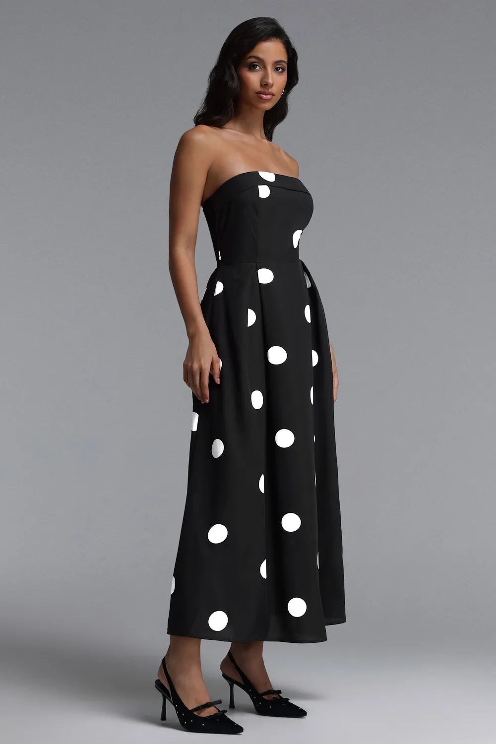 Bella Barnett Marley abito maxi pois nero L sartoriale