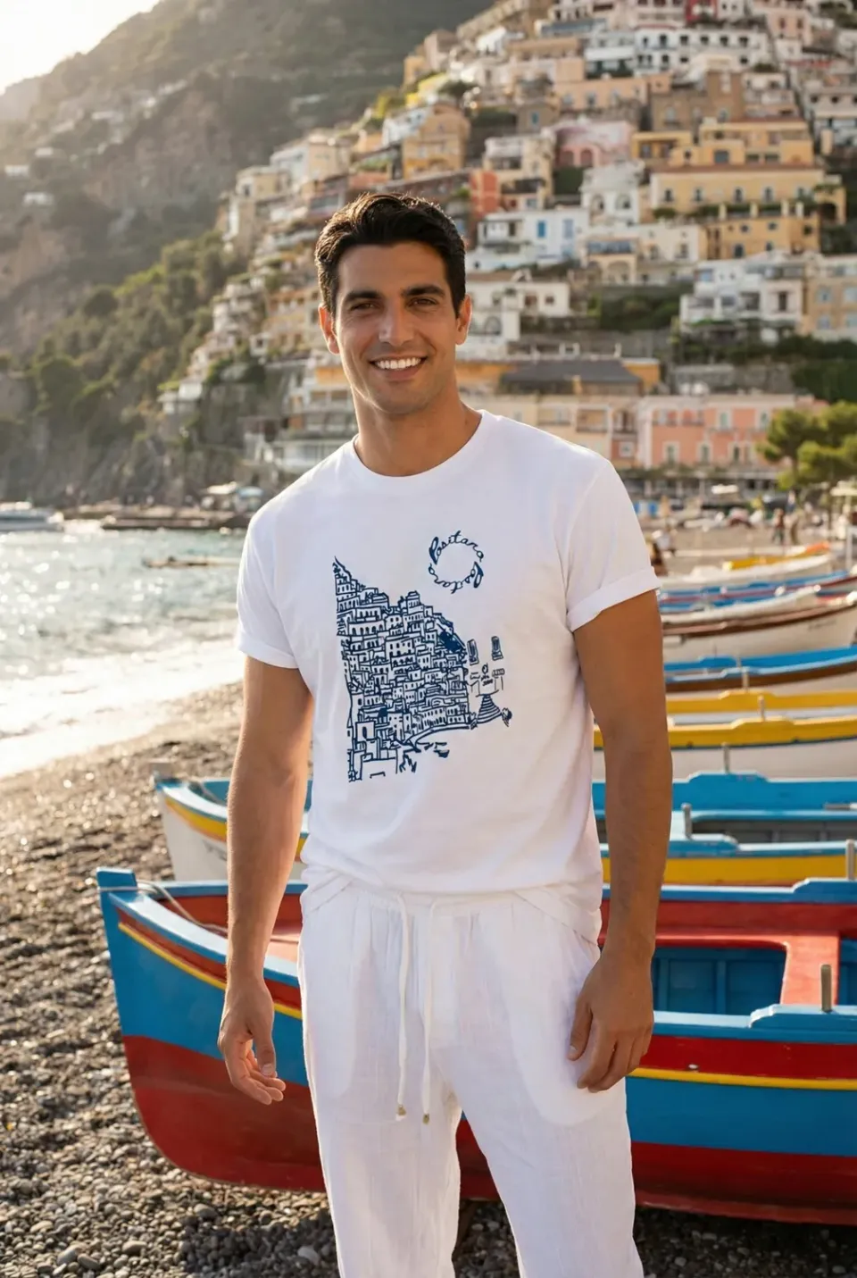 Antica Sartoria Positano FM027 t-shirt cotone blu