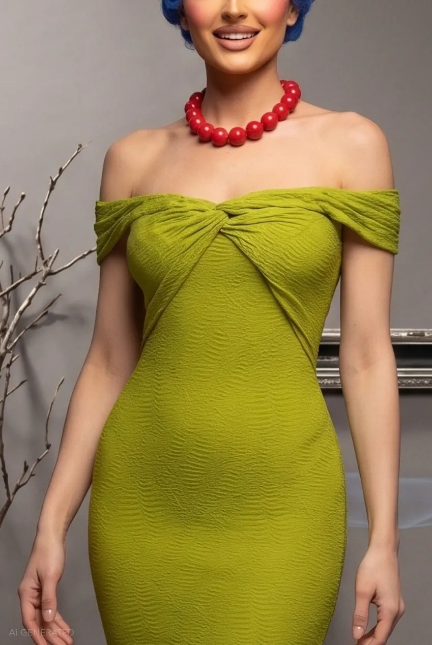 Goddiva Bodycon abito midi verde lime halloween