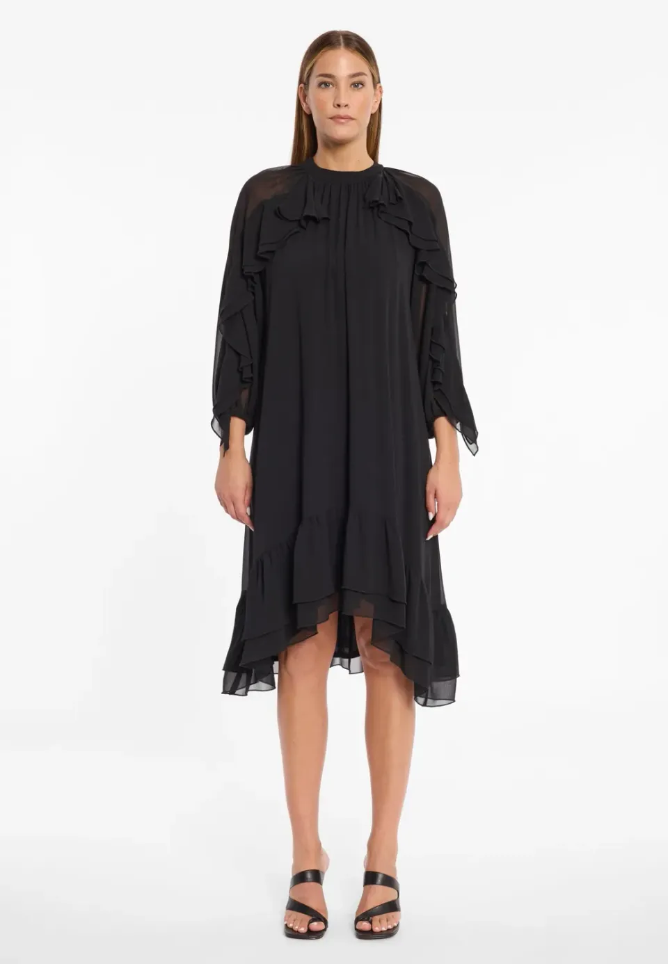 Ana Alcazar Ablya abito chiffon rosa midi