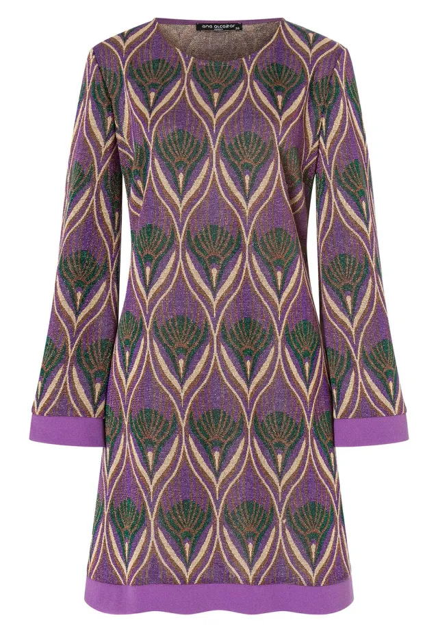 Ana Alcazar Otana Abito Corto Lurex Viola Retro