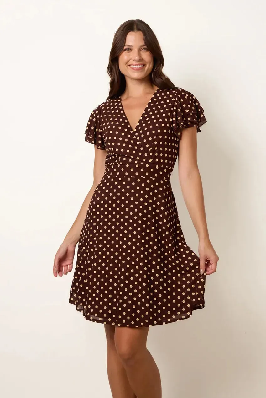 Blue Vanilla Spot Mesh abito pois marrone cioccolato