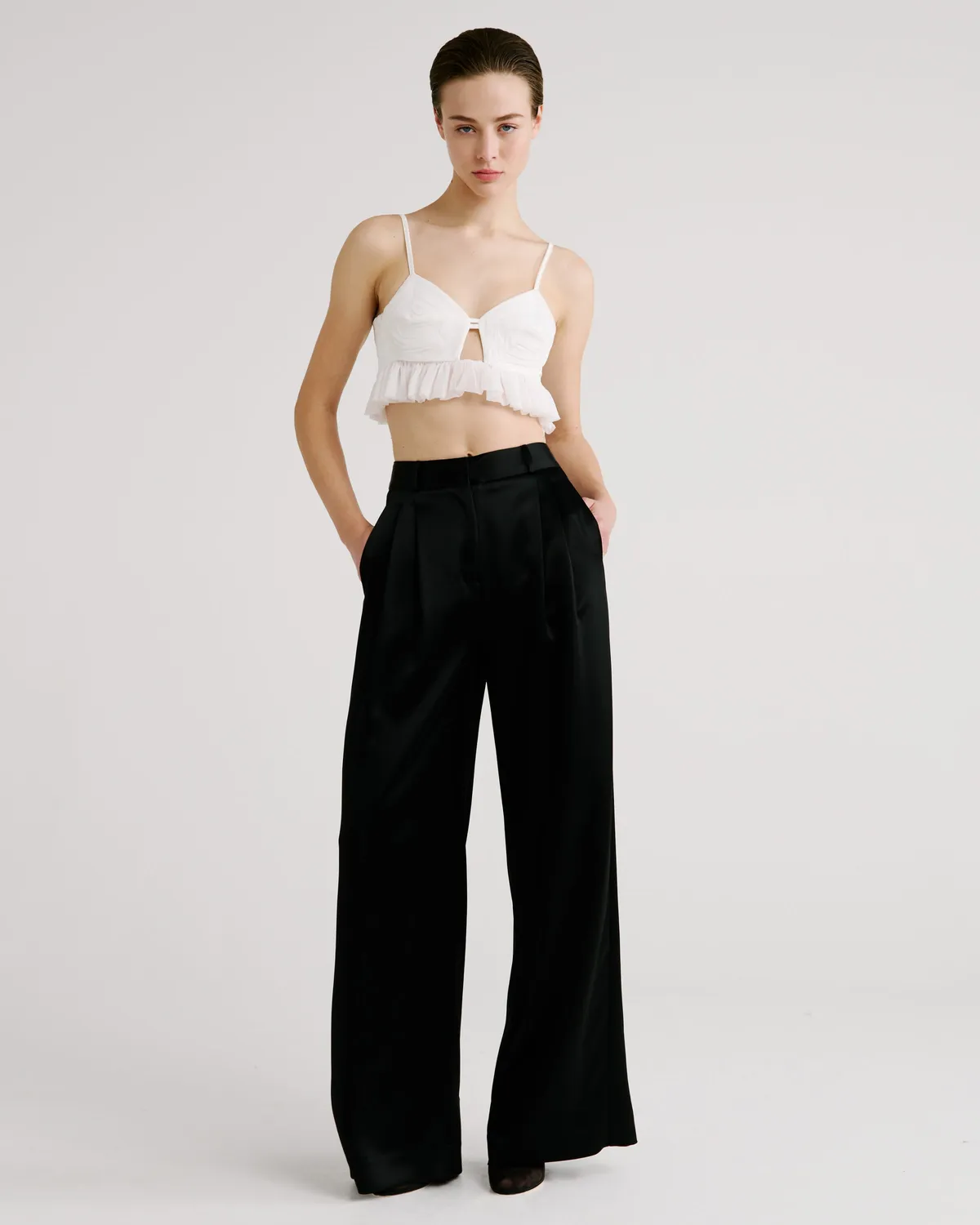 Violante Nessi Costes top avorio seta coppe scultoree