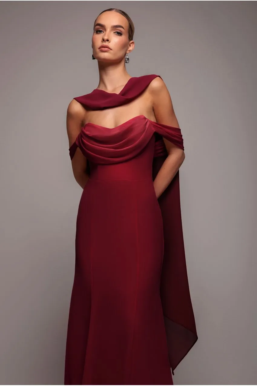 Goddiva Chiffon sciarpa bordeaux damigella cerimonia