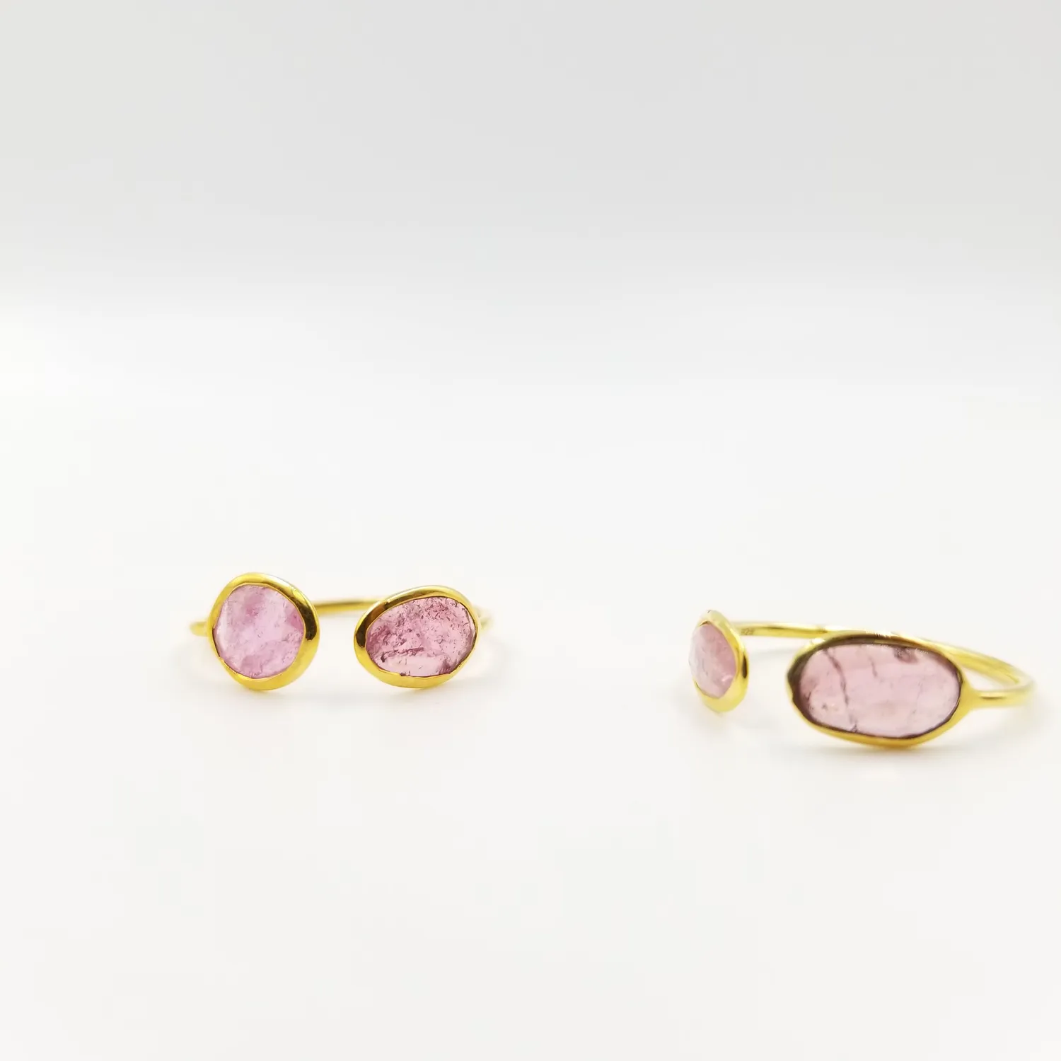 Our Dve 2 Stone Tourmaline anello oro misura 7