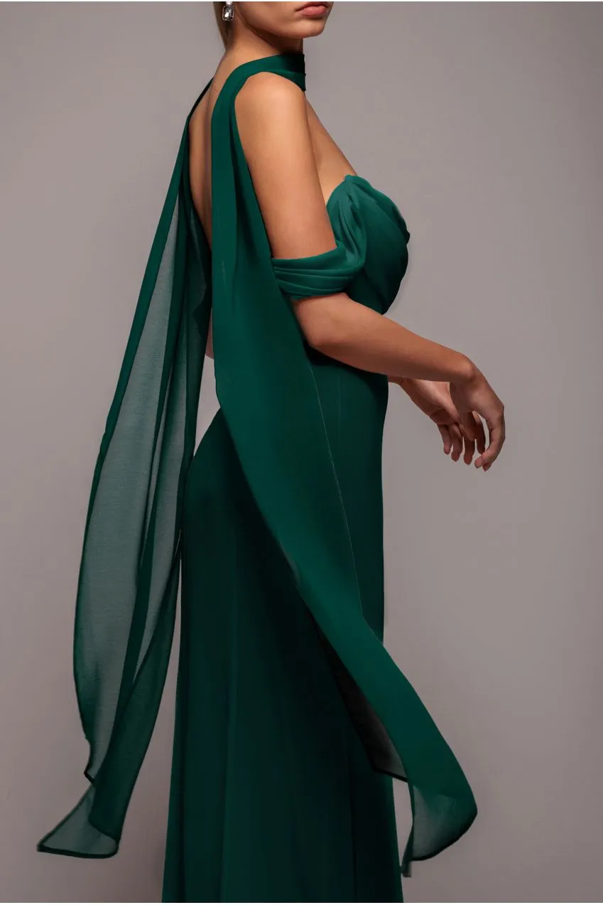 Goddiva Chiffon foulard verde smeraldo leggero