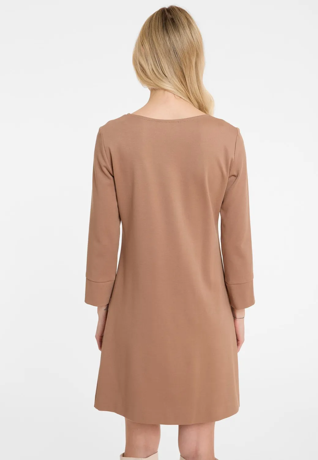Ana Alcazar Ahasa abito corto beige scollo tondo