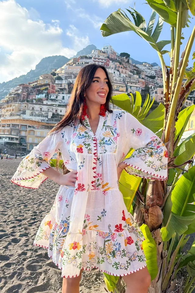 Antica Sartoria Everywhere FV155 abito corto bianco collo coreana