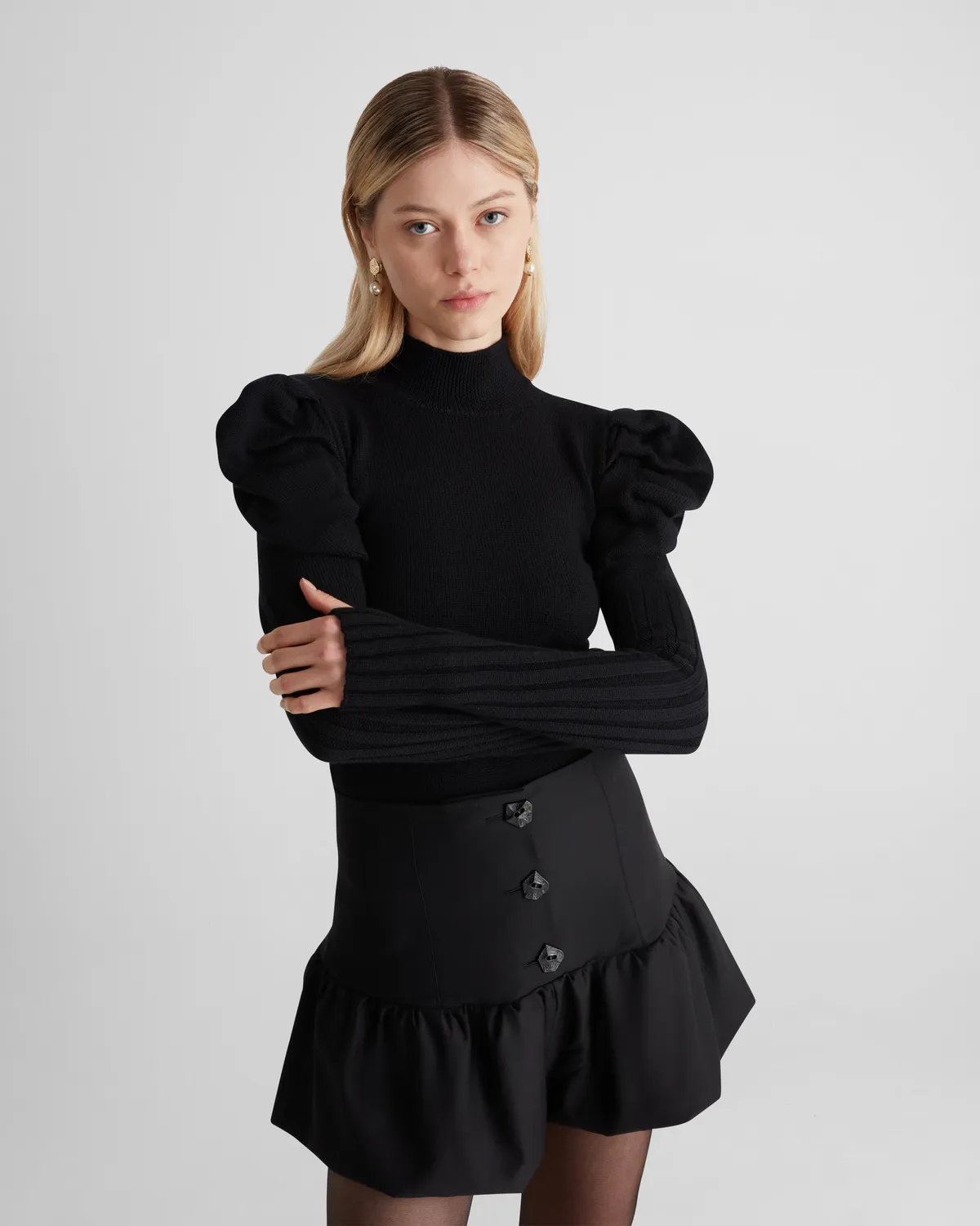 Violante Nessi Vittorio Maglione Merino Nero Collo Alto