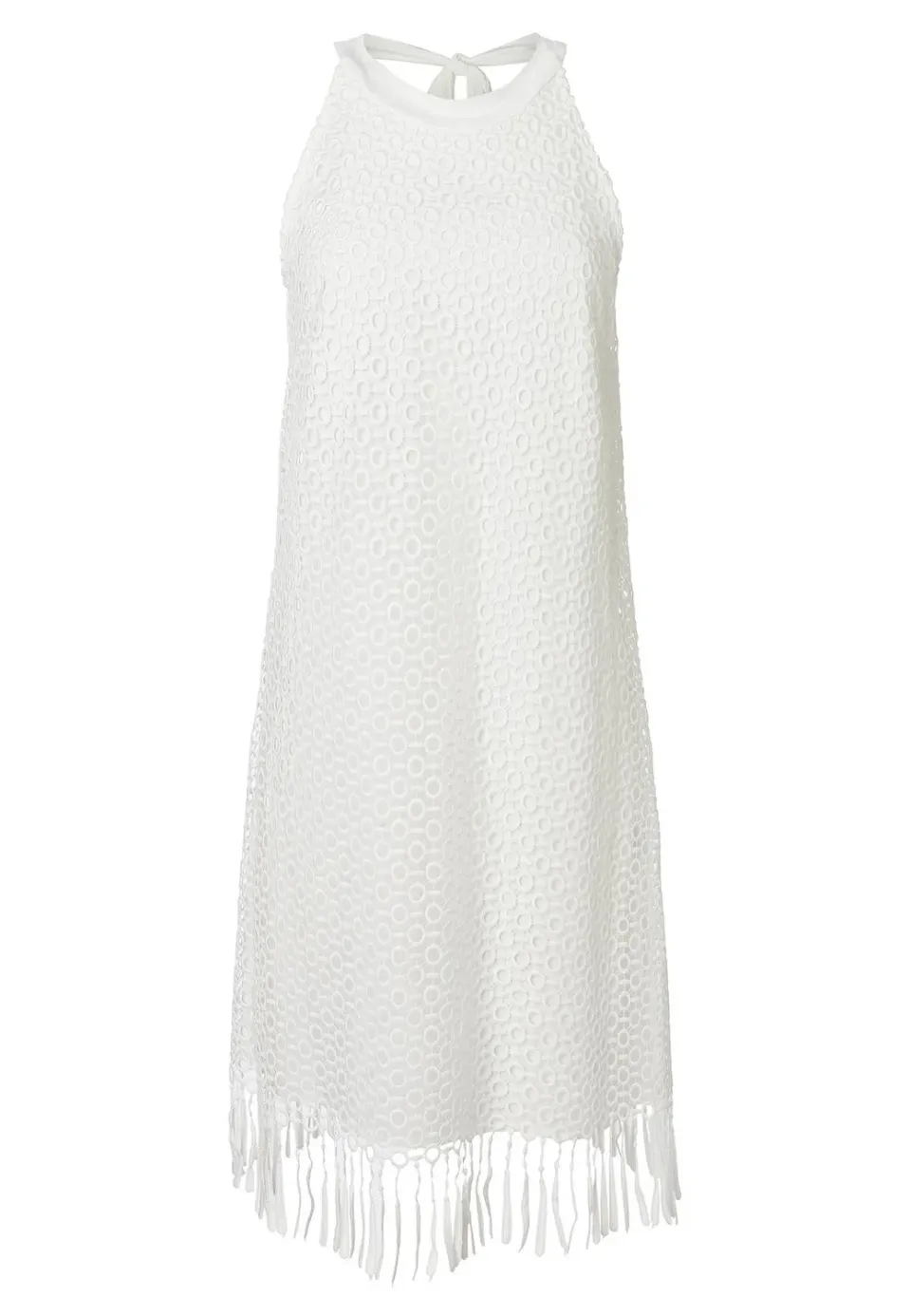 Ana Alcazar Rajala abito in pizzo bianco corto