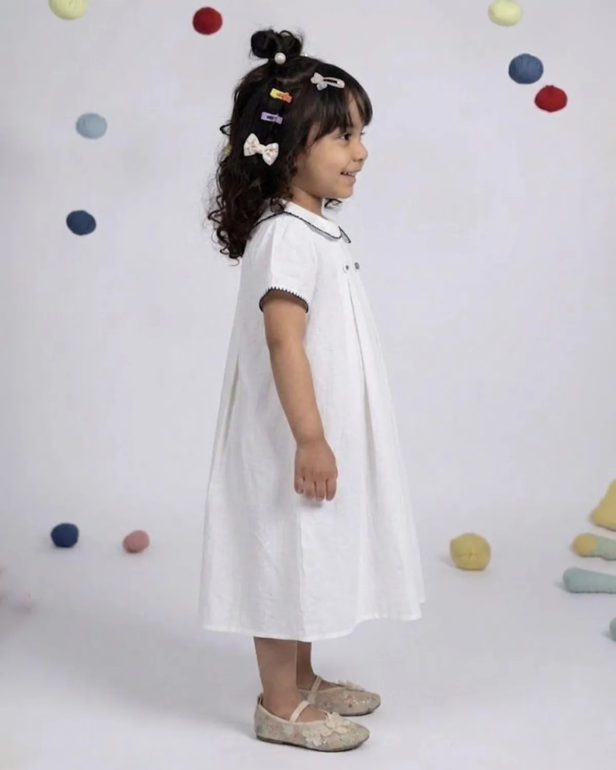 Our Dve Coco abito bambina bianco cotone