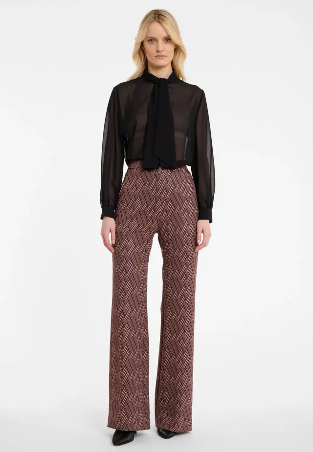 Ana Alcazar Awosi pantaloni palazzo bordeaux fantasia