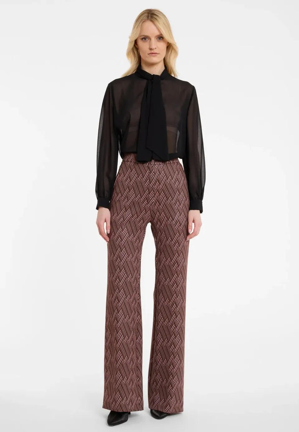 Ana Alcazar Awosi pantaloni palazzo bordeaux fantasia