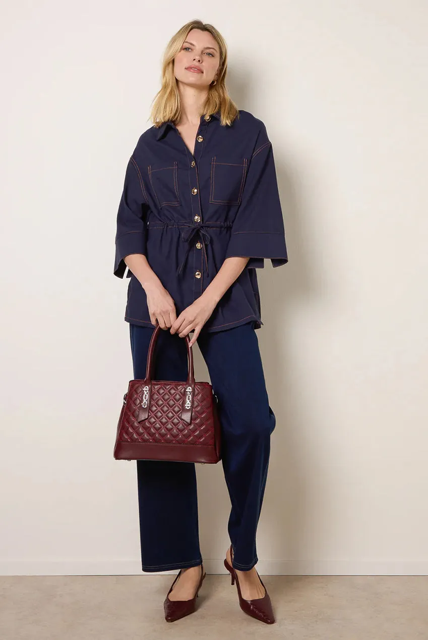 Blue Vanilla Denim giacca camicia indaco manica corta S-L