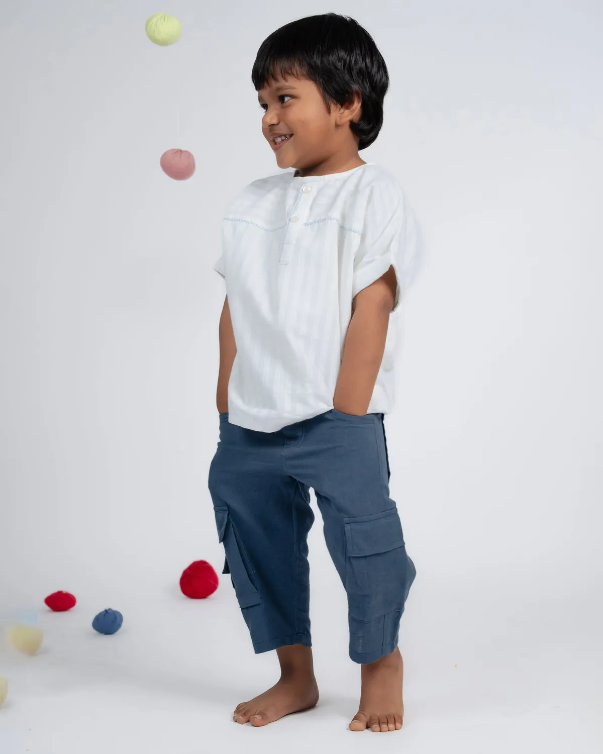 Our Dve Mini Elite completo bimbo cotone bianco teal blu