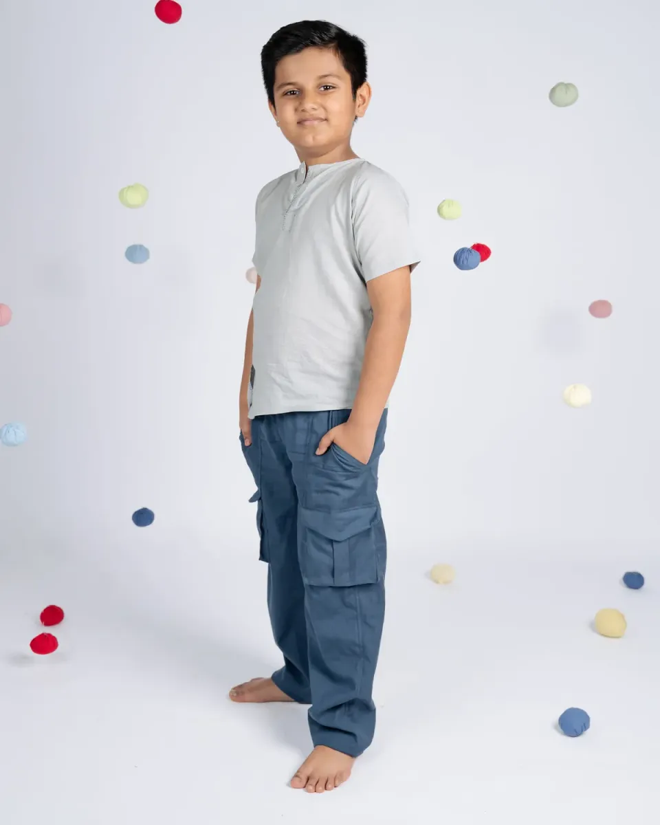 Our Dve Signature Boy camicia bambino grigia cotone
