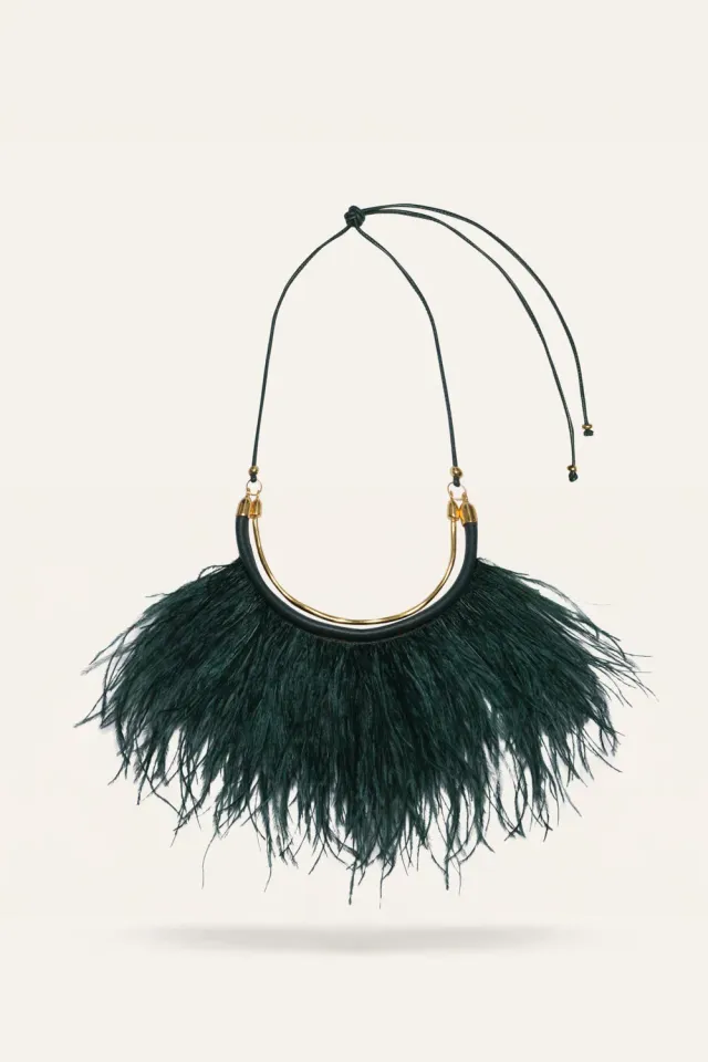 Johanna Ortiz Talisman Dance collana verde smeraldo piume