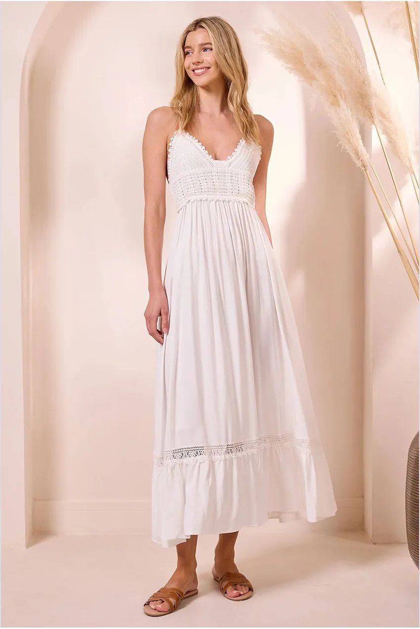 Angeleye Cami Crochet abito bianco maxi