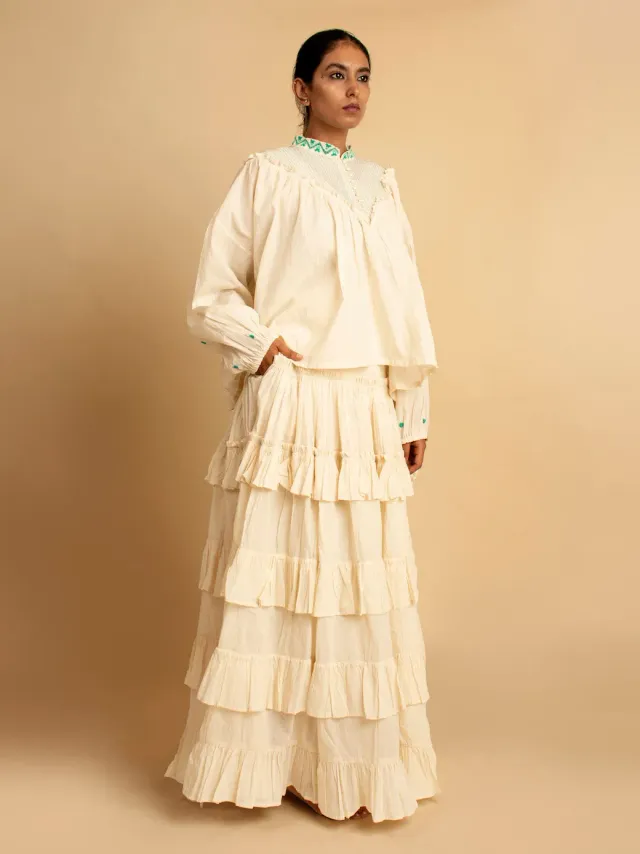 Our Dve Rabari Nomad blusa beige cotone