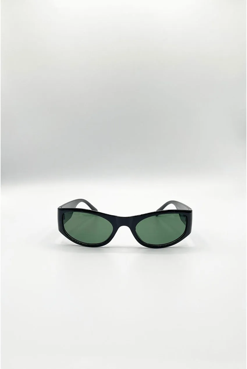 SVNX Racer occhiali da sole neri avvolgenti lente verde