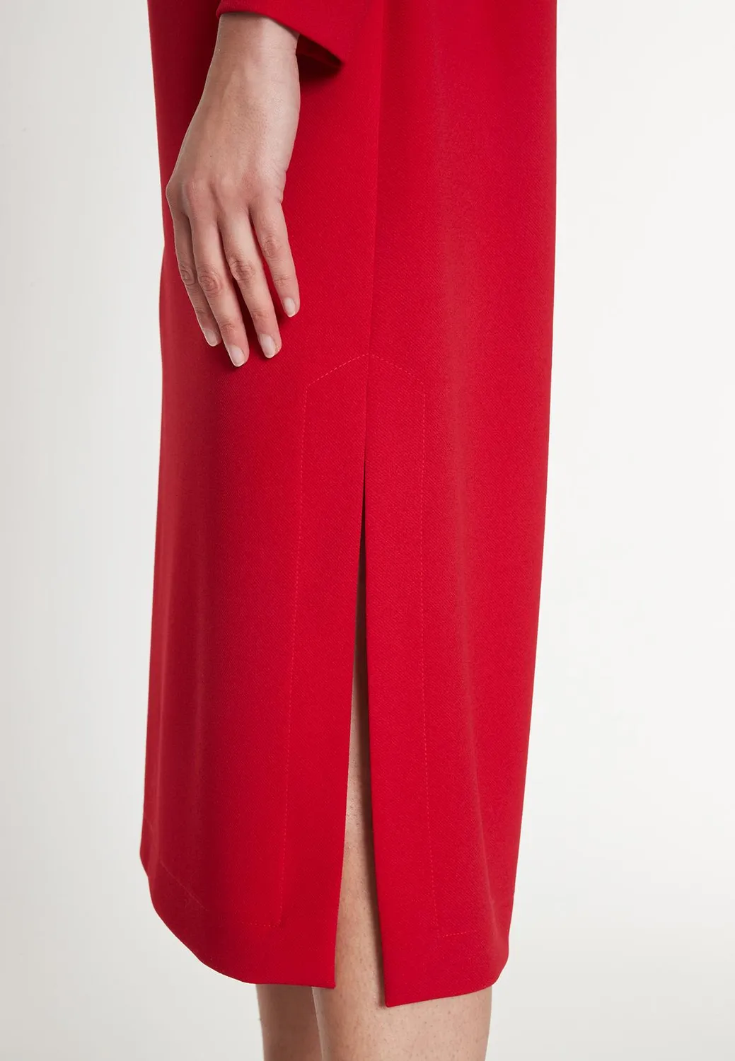 Ana Alcazar Medasi abito midi rosso collo alto manica lunga