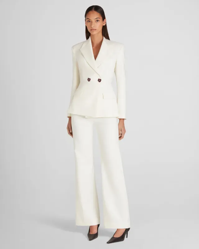 Violante Nessi Burri blazer avorio crepe lana doppiop