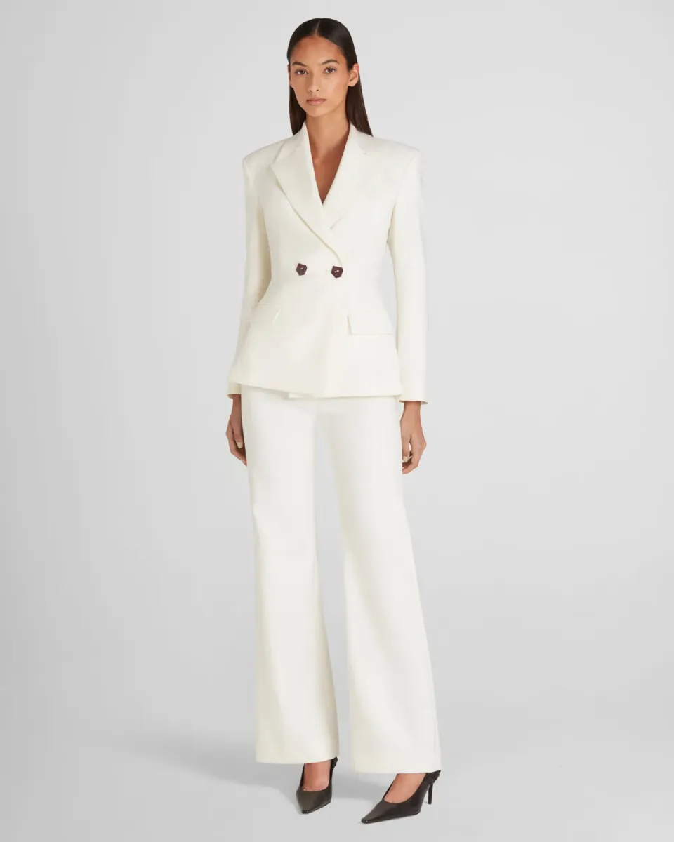 Violante Nessi Burri blazer avorio crepe lana doppiop