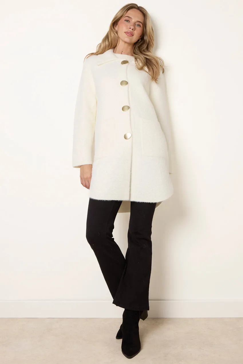 Blue Vanilla Overcoat cappotto avorio collo classico S/M M/L