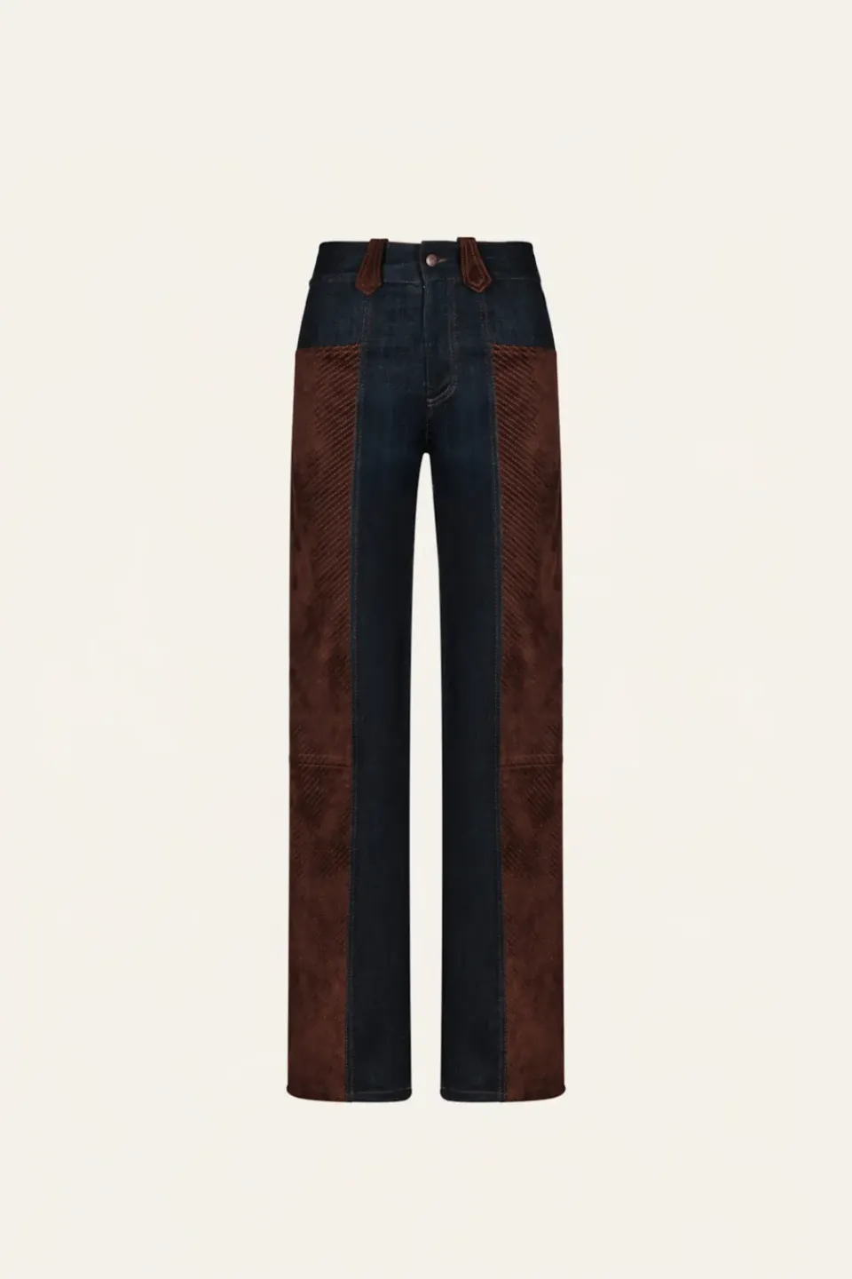 Johanna Ortiz Frontier Femme pantaloni denim pelle vita alta