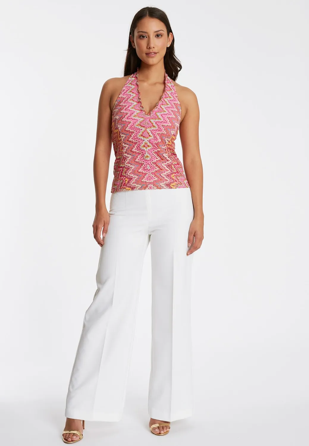 Ana Alcazar Piali top halter rosa ajour