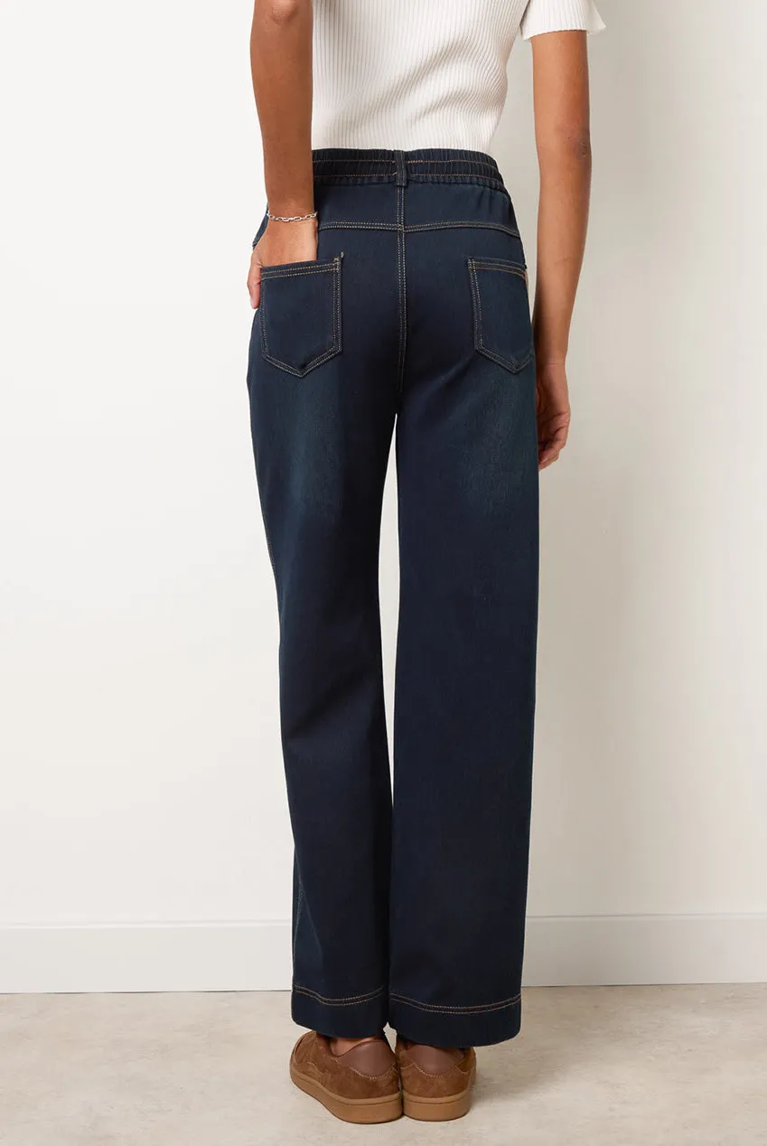 Blue Vanilla jeans palazzo indaco vita elastica L