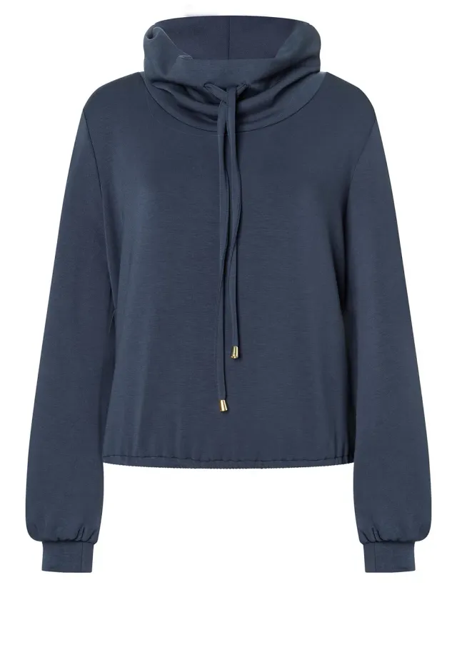Ana Alcazar Selmy top collo alto blu jersey