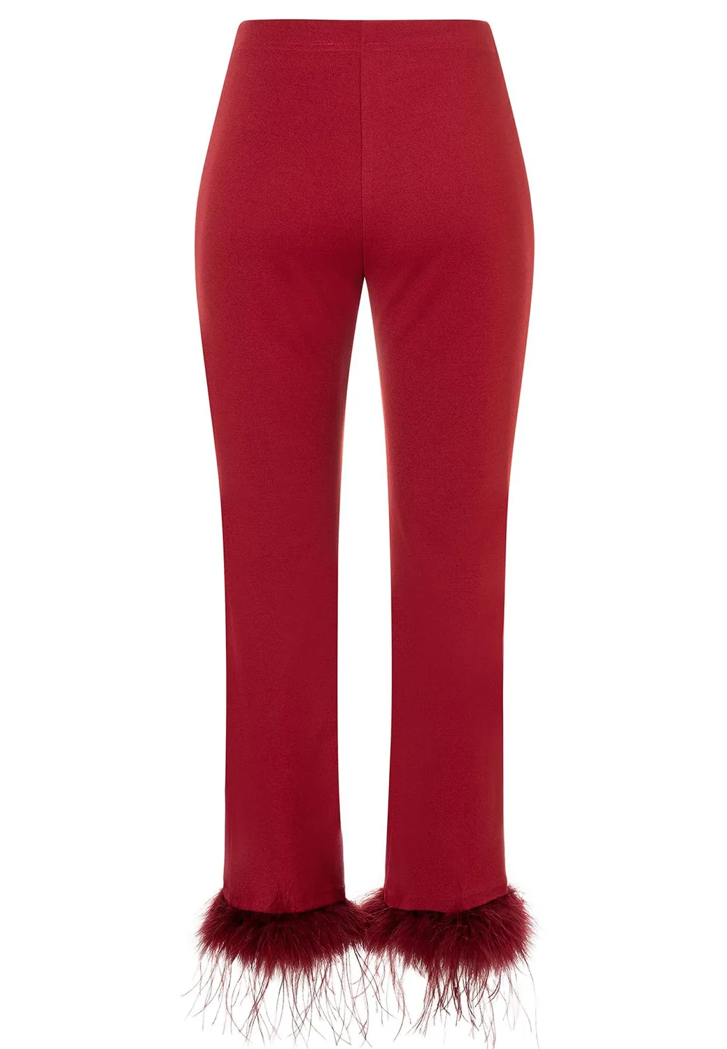 Ana Alcazar Sinsa Pantaloni 7/8 bordeaux con piume