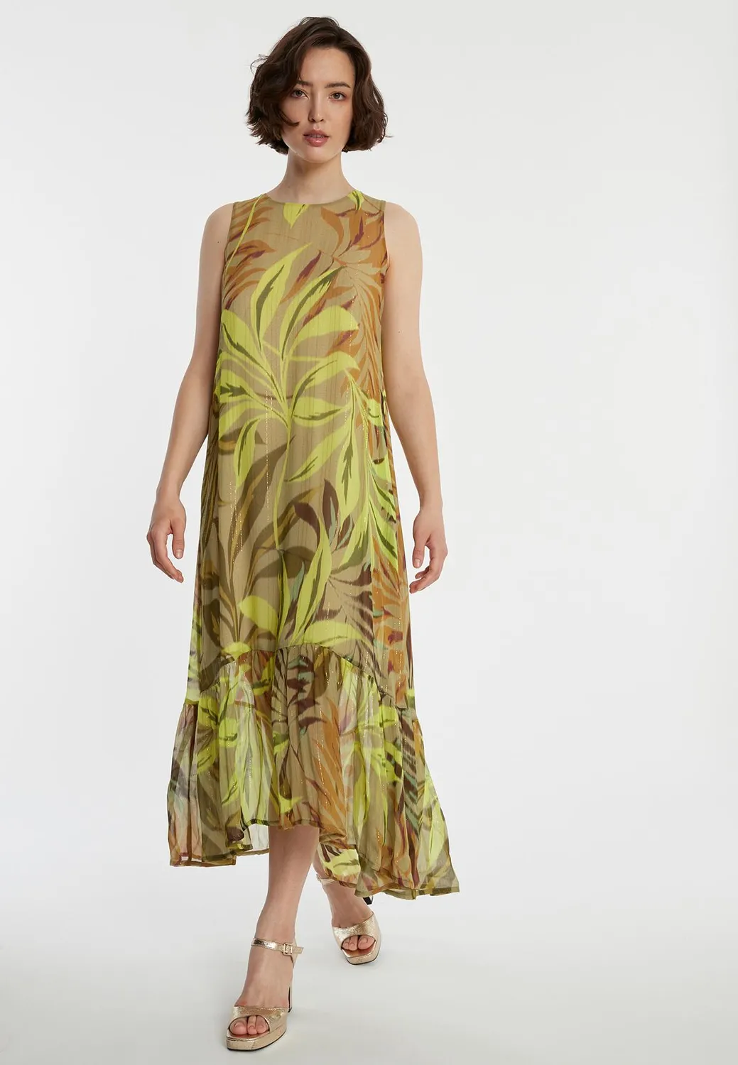 Ana Alcazar Zapara abito midi verde fantasia lurex