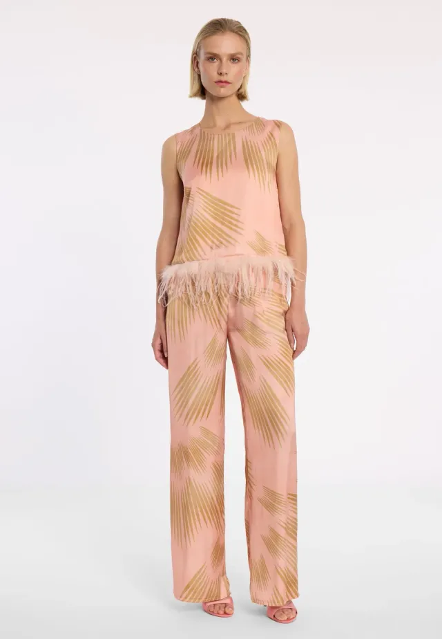 Ana Alcazar Droli top satin piume rosa