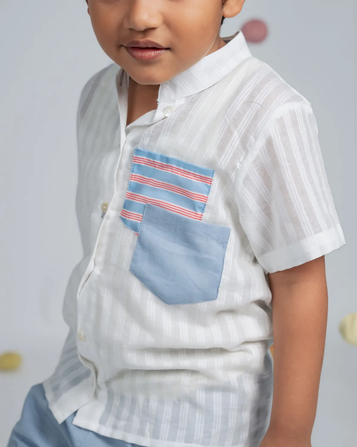 Our Dve Tiny Trend camicia bambino bianca righe cotone